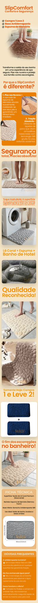 SlipComfort - Tapete Macio Antiderrapante Para Banheiro [COMPRE 1 LEVE 2] - Entrega Grátis