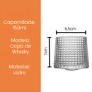 Copo de Whisky Giratório de Vidro 150ml (Kit com 3)