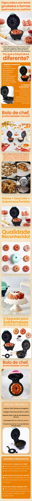EasyCake - Mini Máquina de Assar Bolo Elétrica - Entrega Grátis