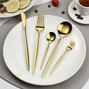 Conjunto de Talheres Luxo Dourado Inoxidável 24 Peças
