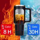 Copo Térmico Inox Portátil com Tampa e Canudo Romantic Crown 1200ML