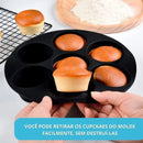Forma de Silicone para Air Fryer com 7 Cavidades – Antiaderente para Cupcakes, Muffins e Mini Bolos