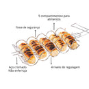 InoxFlip - Grelha Para Pão de Alho e Linguiça Perfeita Sem Quedas e Crocante no Ponto - Entrega Grátis