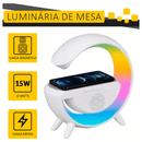 Luminária Bluetooth com Carregador Sem Fio e Despertador