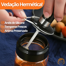 Kit Porta Temperos e Condimentos de Vidro com Tampa e Colher Embutida - Entrega Grátis