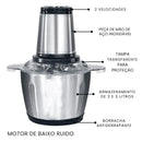 Moedor e Triturador de Alimentos Elétrico 300W em Aço Inox