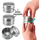 Porta Temperos Magnético com 6 Potes Inox
