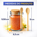Kit Potes de Vidro 240ml com Tampa Rolha e Colher de Bambu - Entrega Grátis