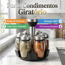 Porta Temperos e Especiarias Giratório Em Inox e Vidro Com 7 Peças Para Cozinha - Entrega Grátis