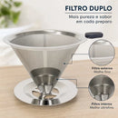 PraticCoffee - Filtro Coador de Café de Aço Inox Reutilizável - Entrega Grátis