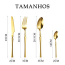Kit Royal - Jogo de Talheres Em Aço Inox Com Acabamento Em Dourado Elegante - Entrega Grátis