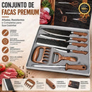 Conjunto de Facas Premium Kit Churrasco Profissional Em Inox 8 Peças - Entrega Grátis